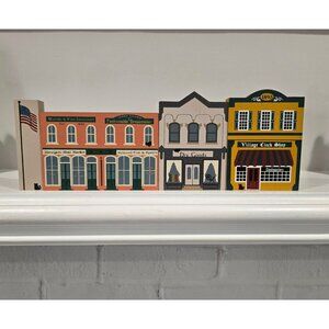 Vintage Cats Meow Village Shelf Sitters 1980s Hand-Painted Wooden Miniatures